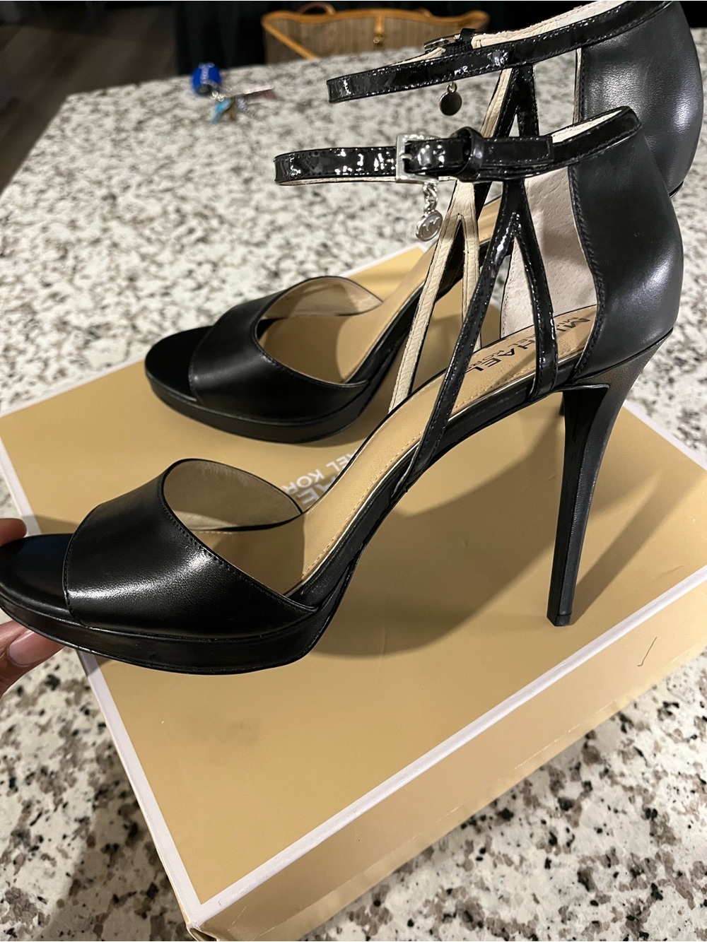 Michael Kors Black High-Heel Ankle-Strap Sandals